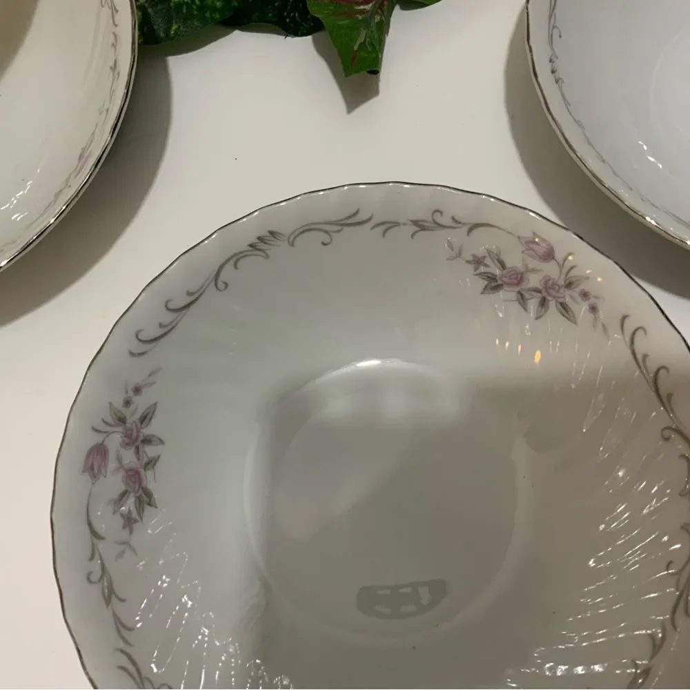 Set 4 GENUINE PORCELAIN CHINA GOLD STANDARD PINK ROSE MADE IN JAPAN FRUIT BOWL